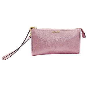 COACH Star Glitter Pink Wristlet Small Handbag Sparkly Zippered Purse EUC